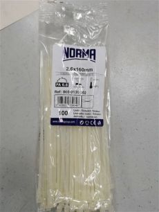 08600110302 NORMA Стяжка пластиковая. 2.6x160 (белая)