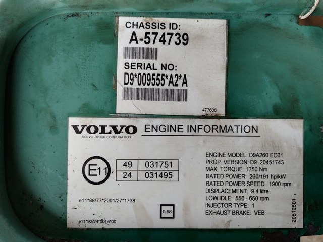 VOLVO Двигатель, D9A, № XF380102, фото 10