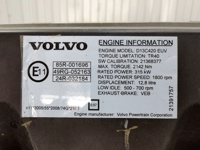21286037 VOLVO Двигатель, D13C, 420 hp, Euro5, № XF366526, фото 11