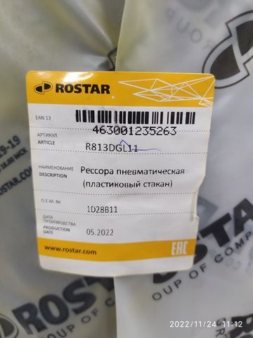 R813DGL11 ROSTAR Пневмоподушка, фото 2
