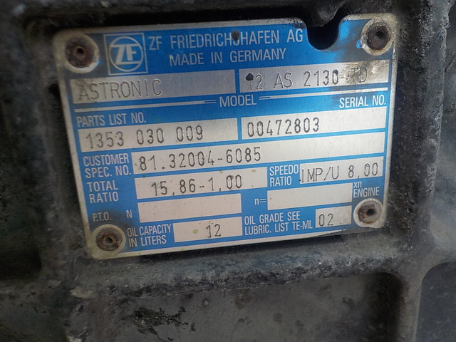 81320046085 MAN АКПП, 12AS2130, Без ретардера, № XF40304, фото 9
