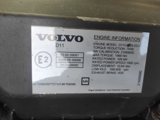 21273941 VOLVO Двигатель, D11C, 450 hp, Euro5, № XF388784, фото 10