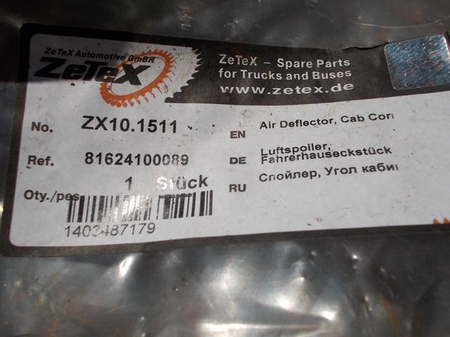 ZX101511 ZETEX Дефлектор кабины наружная часть левая, фото 3