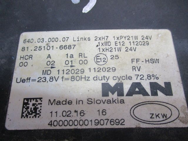 81251016503 MAN Фара левая, № XF323864, фото 6