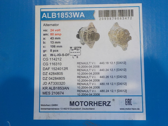 ALB1853WA MOTORHERZ Генератор, фото 6