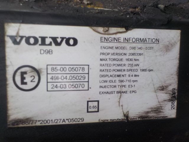 VOLVO Двигатель, D9B, № XF135655, фото 3