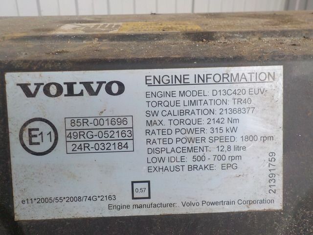 21286046 VOLVO Двигатель, D13C, 500 hp, Euro5, № XF188826, фото 6