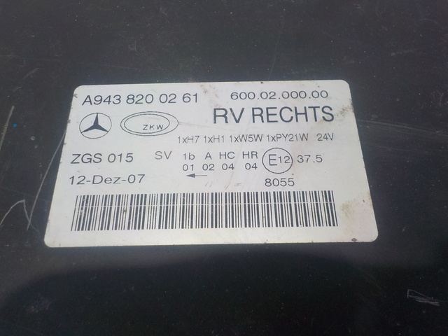 9438200261 MERCEDES Фара правая, № XF208015, фото 6