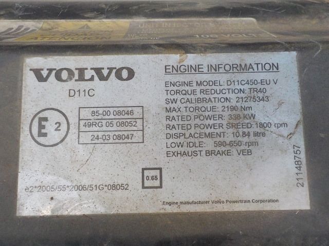 21273941 VOLVO Двигатель, D11C, 450 hp, Euro5, № XF162176, фото 4