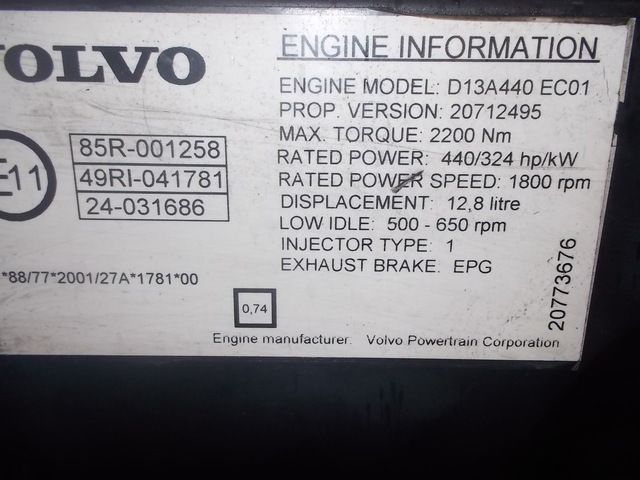 20773673 VOLVO Двигатель, D13A, 440 hp, Euro5, № XF67320, фото 5