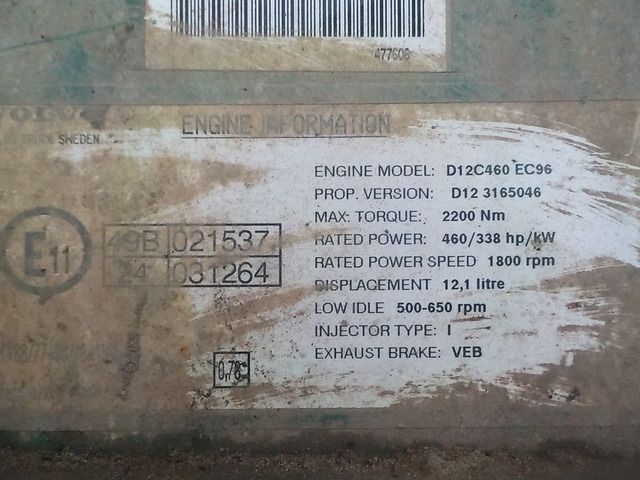 VOLVO Двигатель, D12C, № XF97284, фото 10