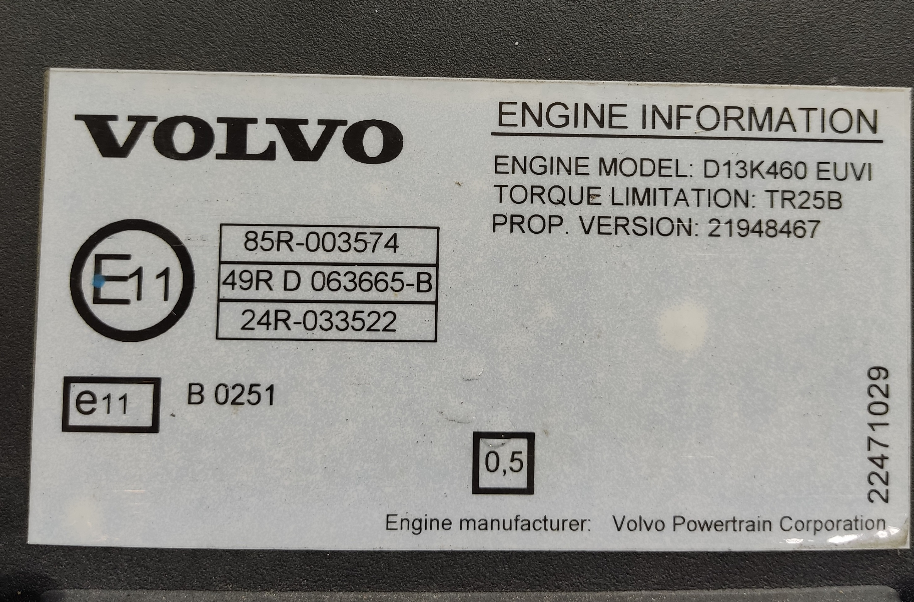 22070191 VOLVO Двигатель, D13K, 460 hp, Euro6, № XF295440, фото 10