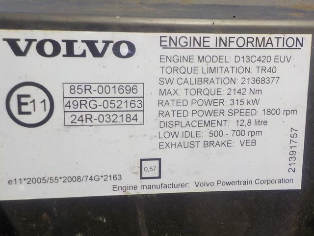 21286046 VOLVO Двигатель, D13C, 500 hp, Euro5, № XF155138, фото 7