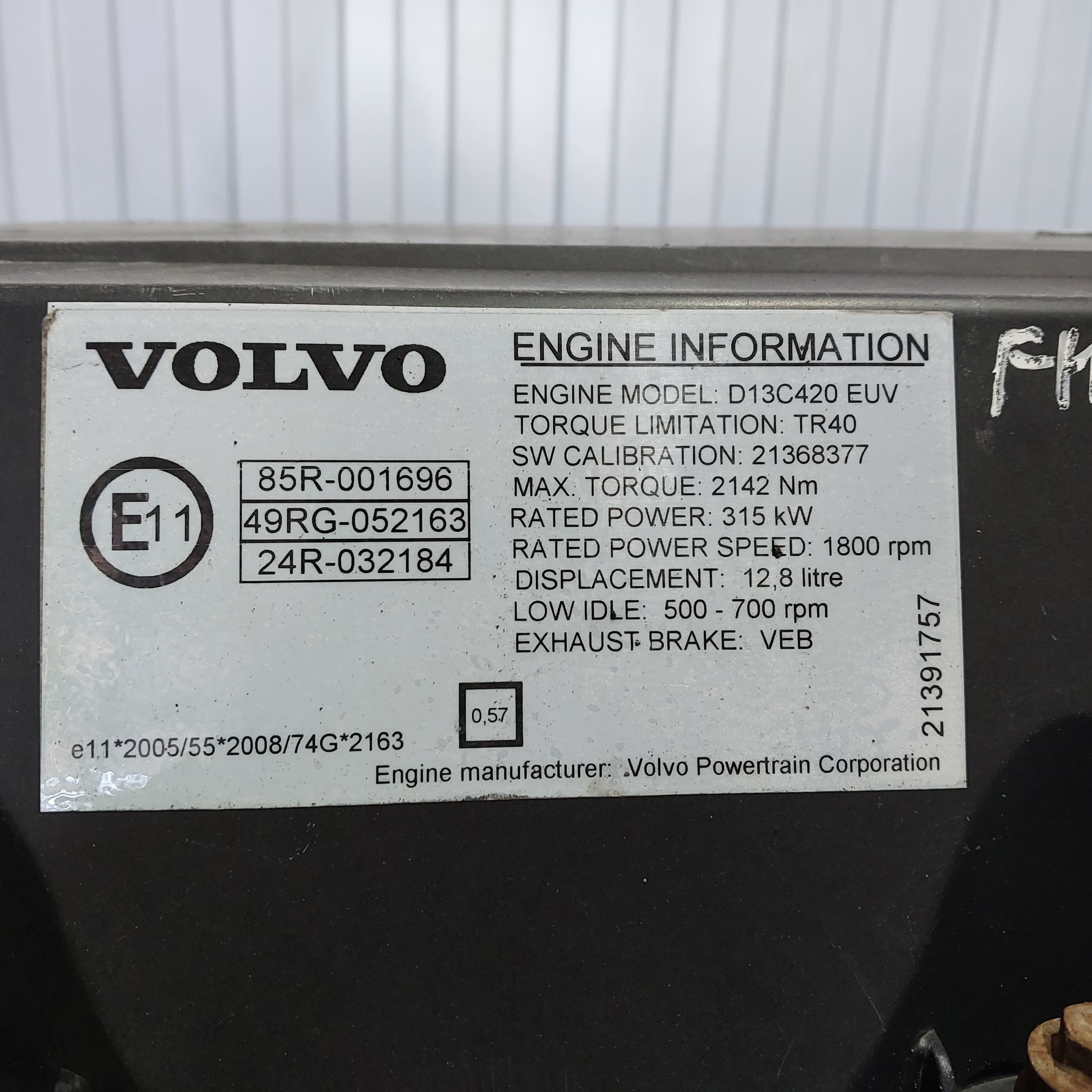 21286037 VOLVO Двигатель, D13C, 420 hp, Euro5, № XF462547, фото 10