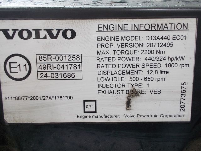 20773673 VOLVO Двигатель, D13A, 440 hp, Euro5, № XF50136, фото 9
