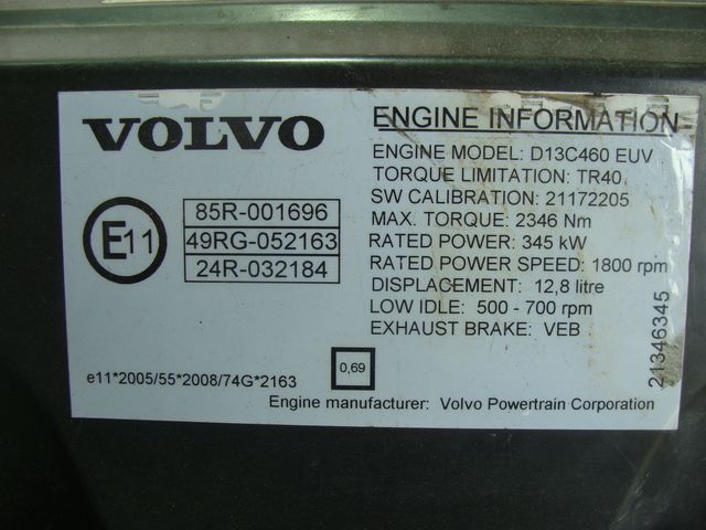 21286046 VOLVO Двигатель, D13C, 500 hp, Euro5, № XF294398, фото 10