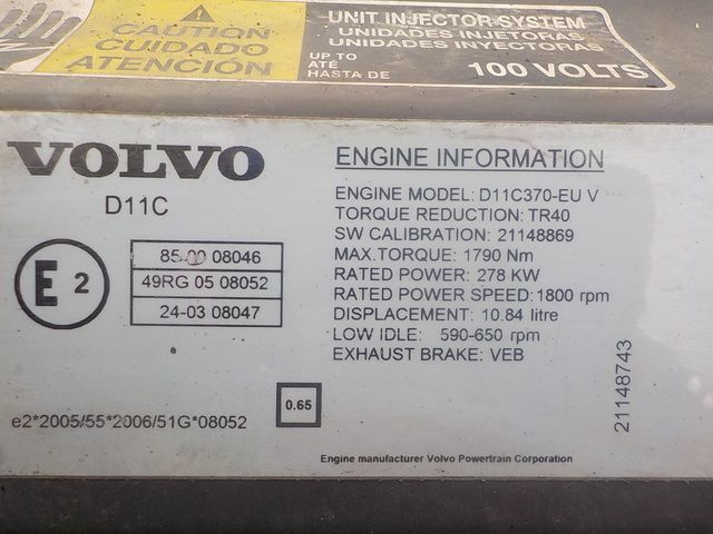 21273941 VOLVO Двигатель, D11C, 450 hp, Euro5, № XF147105, фото 5