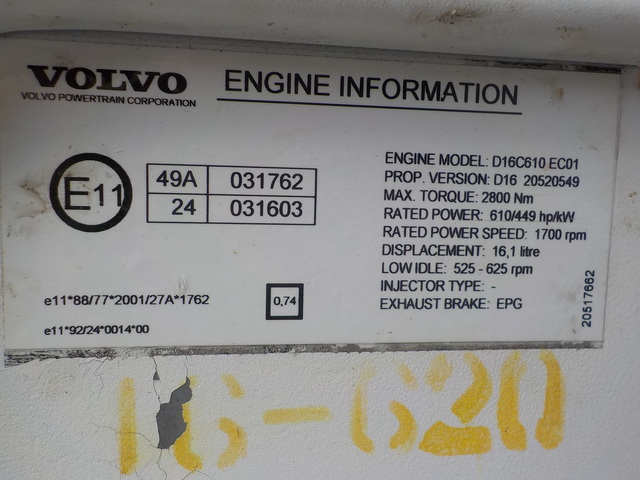 VOLVO Двигатель, D16C, № XF214600, фото 9