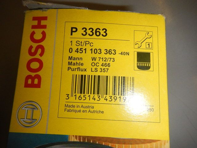 0451103363 BOSCH Фильтр масляный, фото 3