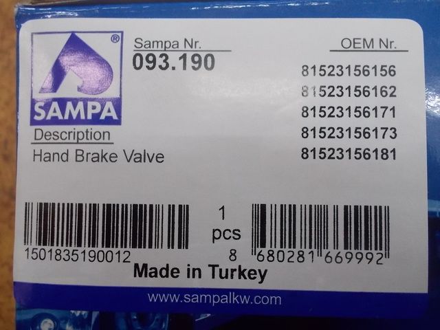 093190 SAMPA Кран ручного тормоза, фото 4
