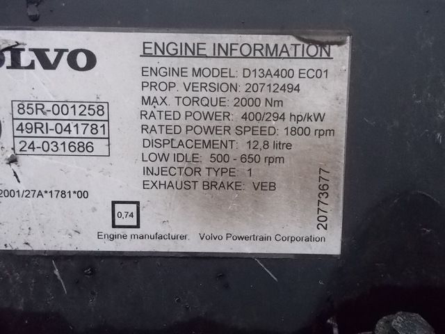 20773673 VOLVO Двигатель, D13A, 440 hp, Euro5, № XF40068, фото 5