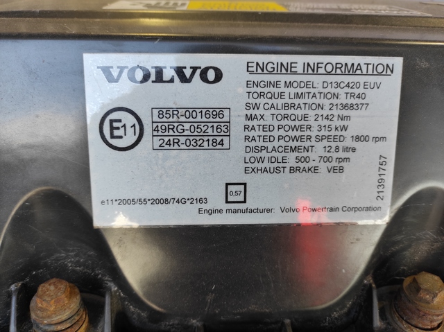 21286037 VOLVO Двигатель, D13C, 420 hp, Euro5, № XF348132, фото 10