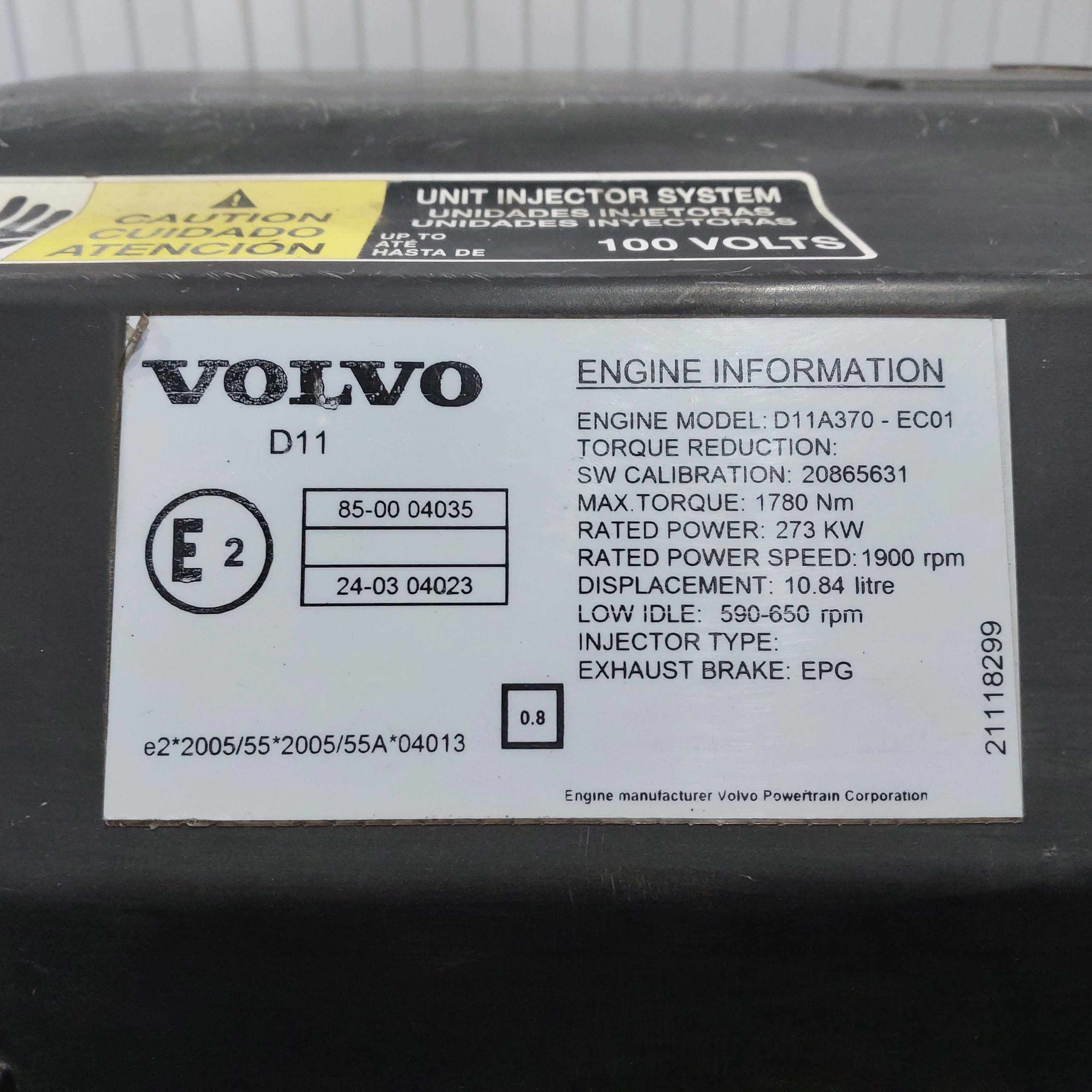 21184150 VOLVO Двигатель, D11A, № XF456027, фото 10