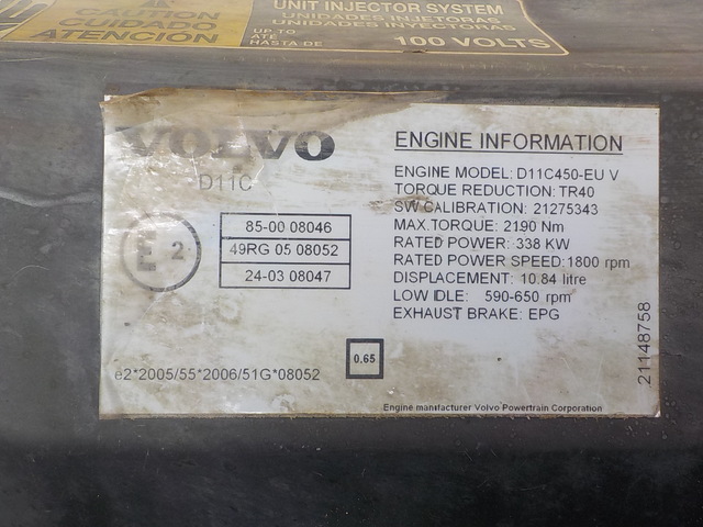 21273941 VOLVO Двигатель, D11C, 450 hp, Euro5, № XF241282, фото 10